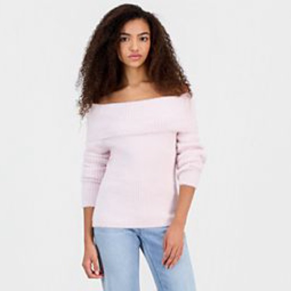 SALE THIS WEEKEND! 🍾 
Pink Rose Off-Shoulder Blush Sweater